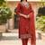 Women's cotton silk ethnic motif embroidered straight kurta with pant set