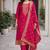 Women's silk blend ethnic motif embroidered straight kurta with pant set