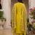 Women's mustard cotton silk yoke design embroidered straight kurta and pant set with dupatta
