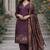 Women's purple cotton silk ethnic motif embroidered straight kurta and pant set with dupatta
