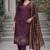 Women's purple cotton silk ethnic motif embroidered straight kurta and pant set with dupatta