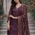 Women's purple cotton silk ethnic motif embroidered straight kurta and pant set with dupatta