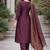 Women's purple cotton silk ethnic motif embroidered straight kurta and pant set with dupatta