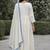 Women's white rayon floral embroidered anarkali kurta and pant set with dupatta