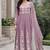 Women's lavendar rayon floral embroidered anarkali kurta and pant set with dupatta