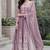 Women's lavendar rayon floral embroidered anarkali kurta and pant set with dupatta