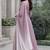Women's lavendar rayon floral embroidered anarkali kurta and pant set with dupatta