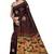 Brown floral border printed saree