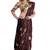 Brown floral border printed saree