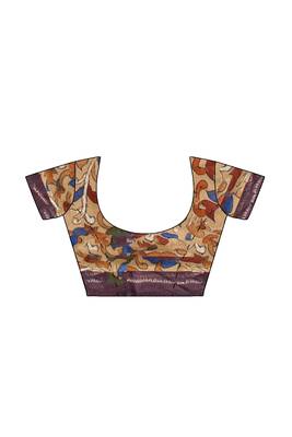 Brown floral border printed saree 5