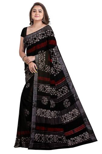 Black batik print saree