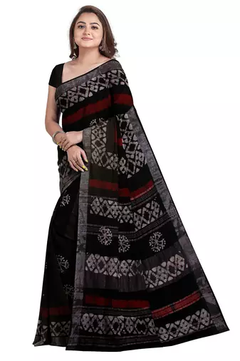 Black batik print saree