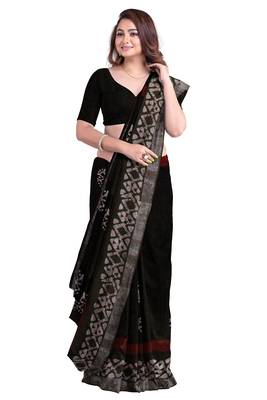 Black batik print saree 2
