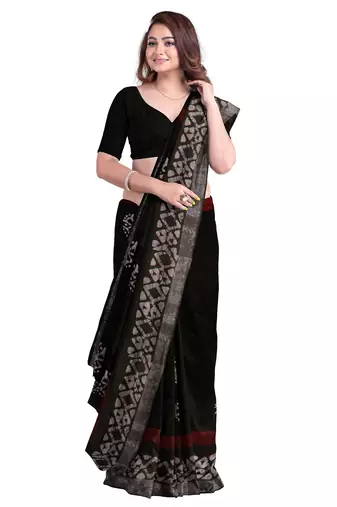 Black batik print saree