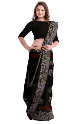 Black batik print saree 3