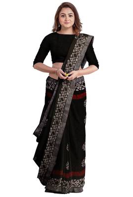 Black batik print saree 4