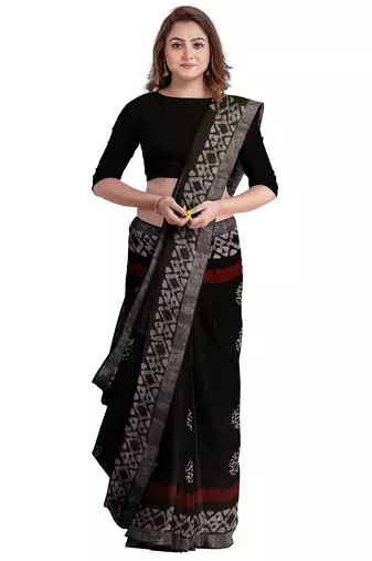 Black batik print saree