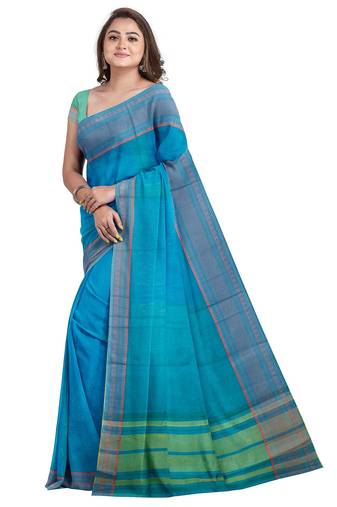 Royal blue traditional printed saree