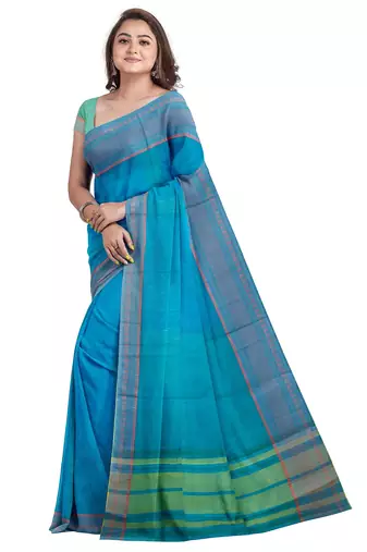 Royal blue traditional printed saree