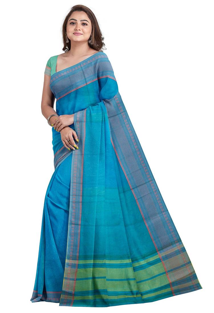 Royal blue traditional printed saree
