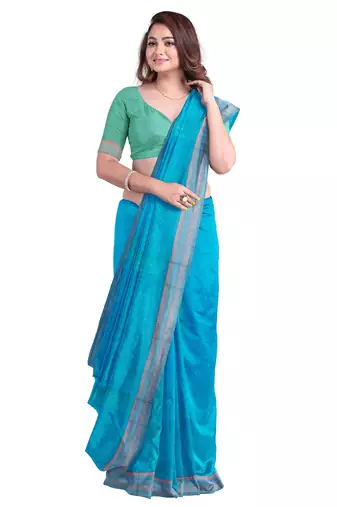 Royal blue traditional printed saree
