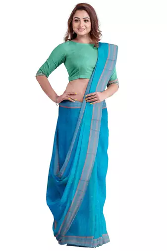 Royal blue traditional printed saree