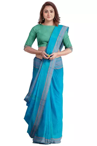 Royal blue traditional printed saree