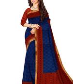 Navy blue floral printed saree