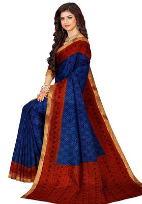 Navy blue floral printed saree 2
