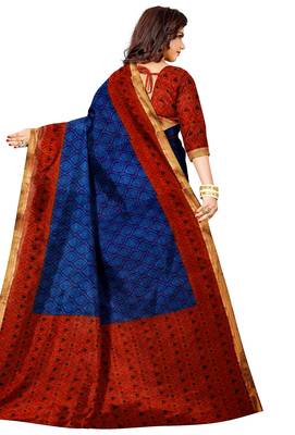 Navy blue floral printed saree 3