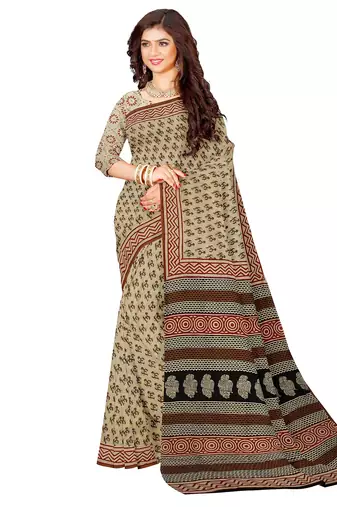 Crem ethnic printed saree