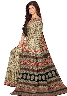Crem ethnic printed saree 2