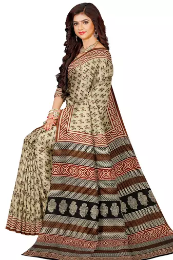 Crem ethnic printed saree