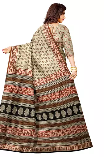 Crem ethnic printed saree