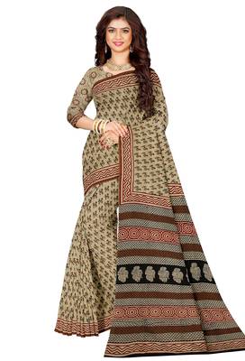 Crem ethnic printed saree 5