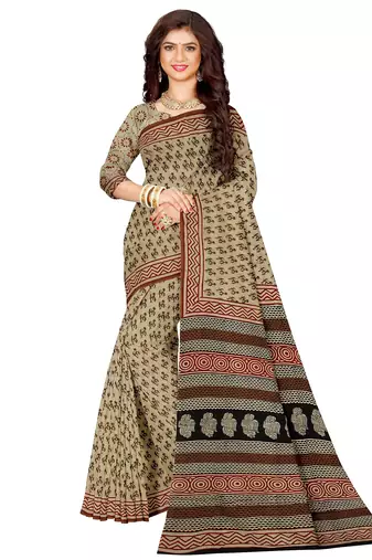 Crem ethnic printed saree