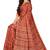 Rust red block print saree