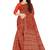 Rust red block print saree