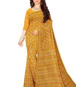 Mustard yellow printed saree