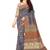 Blue floral printed cotton saree