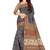 Blue floral printed cotton saree