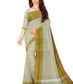 Off white checked traditional saree