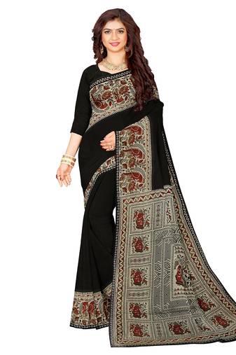 Black kalamkari cotton saree
