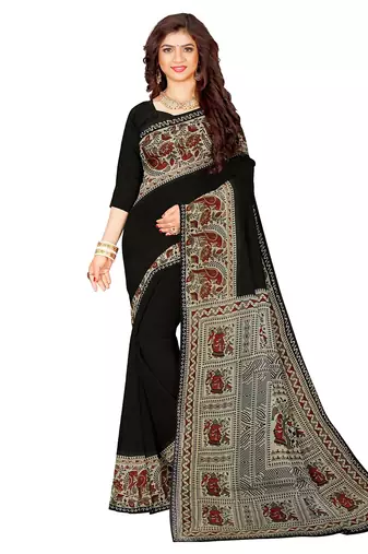 Black kalamkari cotton saree