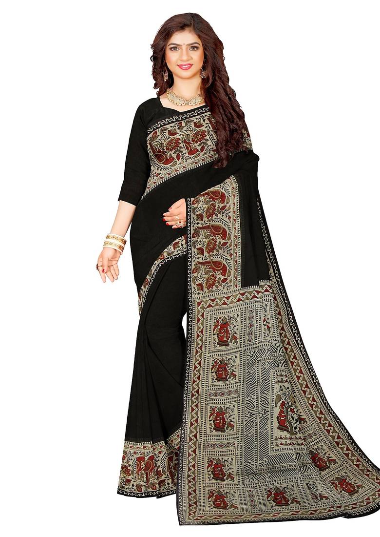 Black kalamkari cotton saree