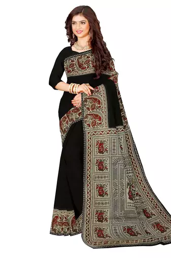 Black kalamkari cotton saree