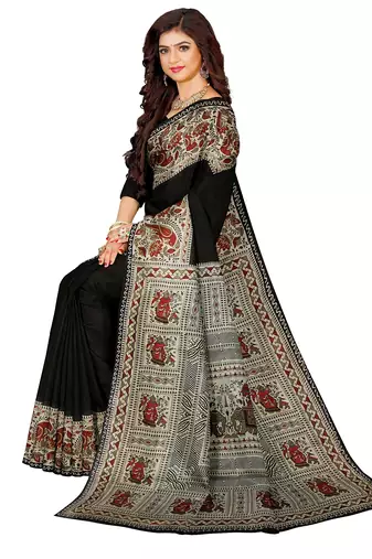 Black kalamkari cotton saree