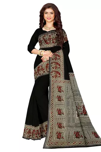 Black kalamkari cotton saree