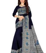 Navy blue folk art printed saree