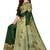 Dark green folk art printed saree